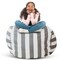 Creative QT Stuff ’n Sit Large 33’’ Bean Bag Storage Cover for Stuffed Animals & Toys, Giant Beanbag Chair for Kids Ages 3-14, Bedroom Organizer for Easter, Gray/White Stripe